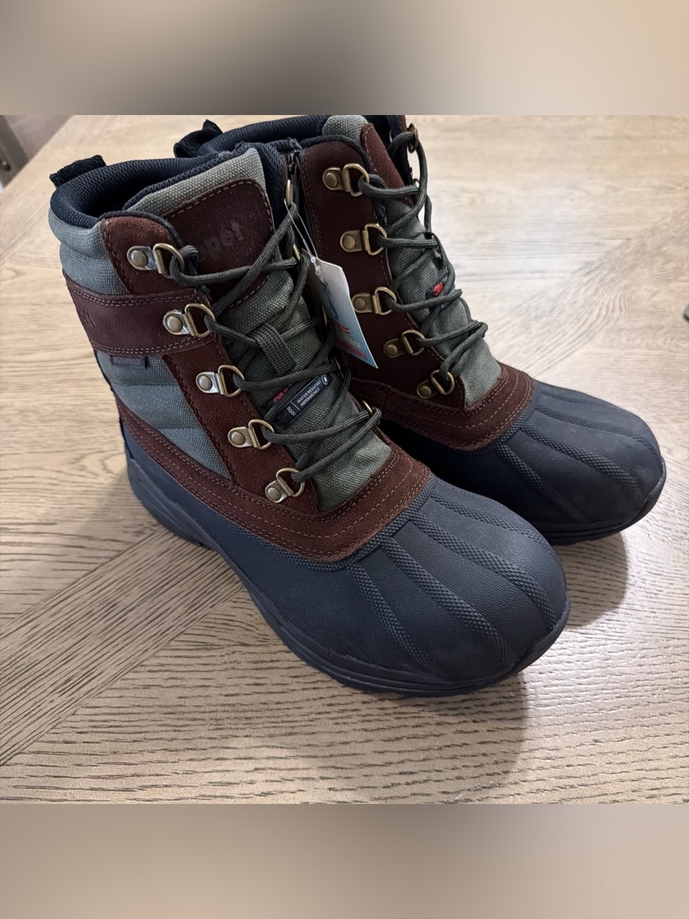 Propet Cortland Round Toe Hiking Boots, Brown/Olive/Black, Men's Size 8.5